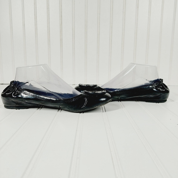 Tory Burch Black Patent Leather Reva Scrunch Ballet Flats A25 - Picture 9 of 15